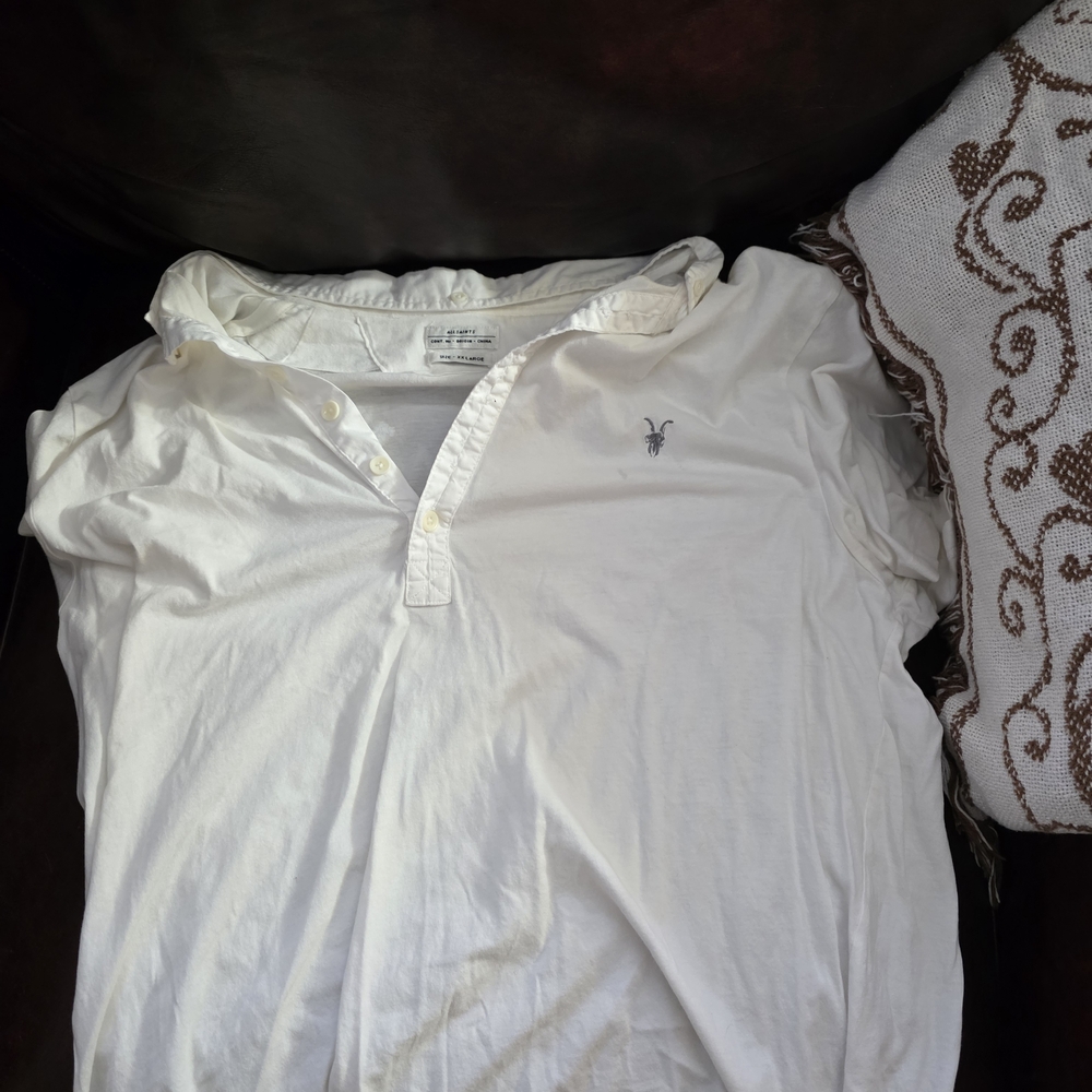 Men's All-Saints White Polo Shirt